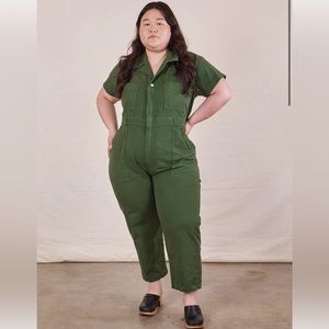 Big Bud Press Petite Short Sleeve Jumpsuit - Emerald Green - 1XL Petite